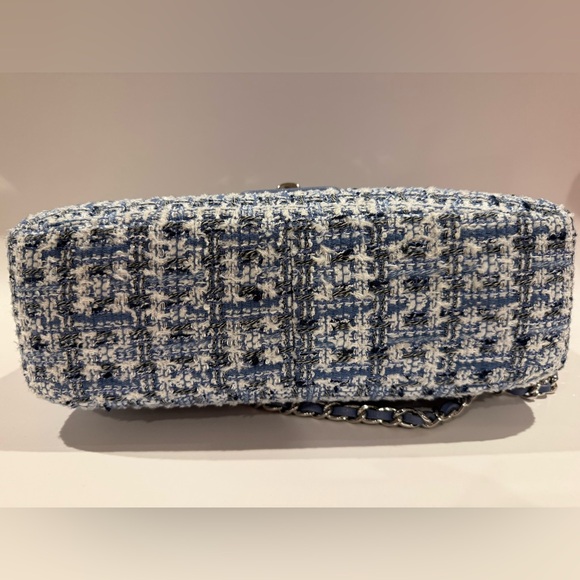 Karl Lagerfeld Blue and White Tweed Shoulder Bag - Picture 6 of 11